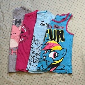 Sz Sm(6) kids tank top & T-shirt bundle Converse Squishmallow Justice MLP